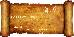 Molitor Irma névjegykártya